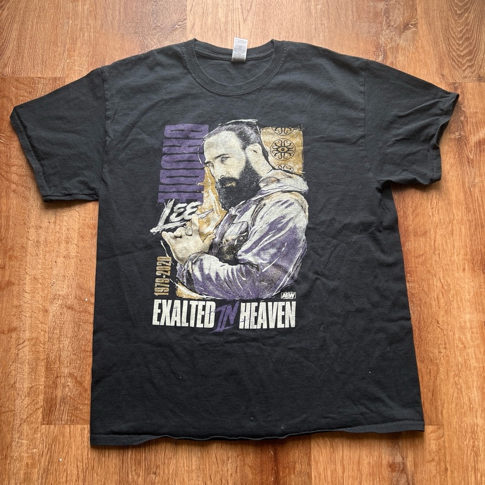 AEW Brodie Lee Exalted In Heaven 1979-2020 t shirt Sz L Tribute WWE